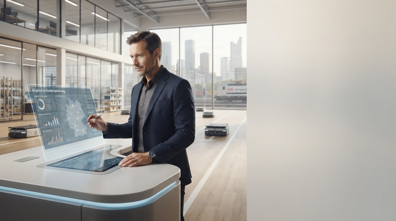 Kaiser Handel AI predictive data visualization over a freelance workspace
